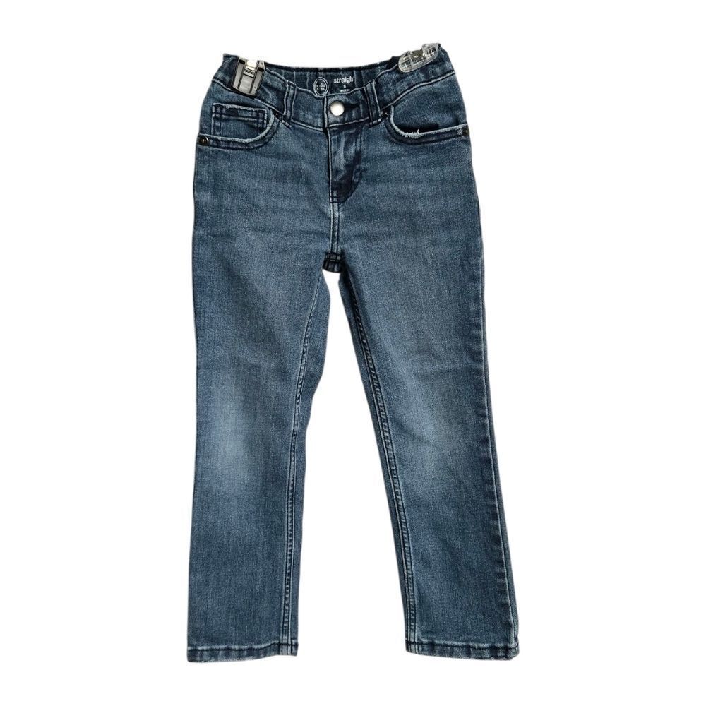 Wonder Nation Boys 6 Straight Leg Jeans Adjustable Waist Blue Denim Distressed